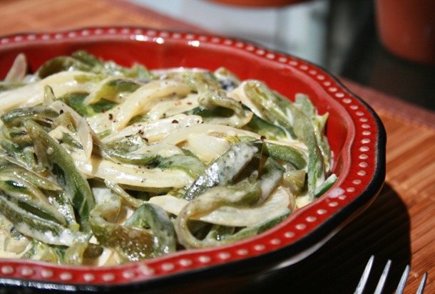 Poblano strip in cream Rajas recipe Poblano strips in cream Rajas recipe
