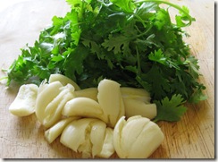  sliced garlic and fresh coriander