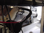 Stainless Steel dry exhaust riser with water injected spray ring.  This riser is installed on a 52' Bayliner / Meridian yacht powered by a MAN diesel engine. This 10