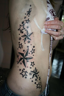 Sexy star tattoos for girls on side body