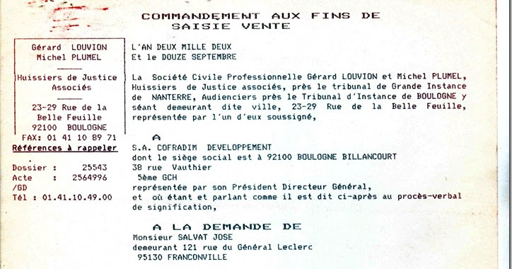 Iteratif Commandement Aux Fins De Saisie Vente