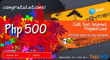 500 Globe prepaid load from Yugatech - JustAnotherPixel.net