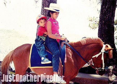 My baby bro and I riding a horse in Baguio - JustAnotherPixel.net