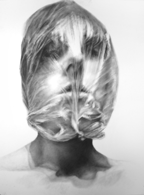 [Melissa Cooke powder graphite drawing draw self portrait large art vacuum plastic bag 4[3].gif]