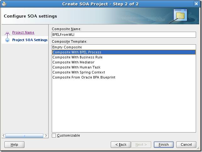 Screenshot-Create SOA Project - Step 2 of 2 Screenshot-Create SOA Project - Step 2 of 2