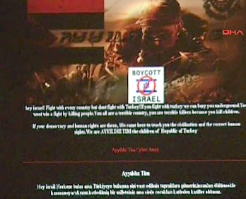 ´AYYILDIZ TİM´ İSRAİL'E AİT 1500 İNTERNET SİTESİNİ HACKLEDİ