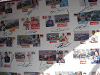 On the lift to go to the pit lane, drivers' signatures