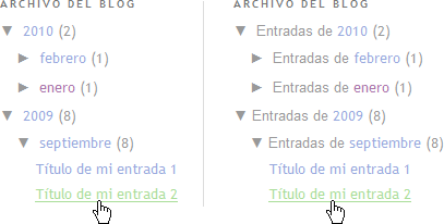 Izquierda: Gadget de archivos original | Derecha: Gadget de archivos personalizado