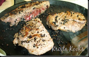Krista Kooks Johnny Garlic's Grilled Peppered Steak with Cabernet Balsamic Sauce