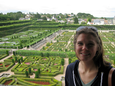 Lindsey in front of the Love Gardens, meant to symbolize four types of love.