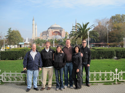 The whole group - Jeff, Matt, Lindsey, Erik, Katie, and Chris - outside of the Hagia Sophia