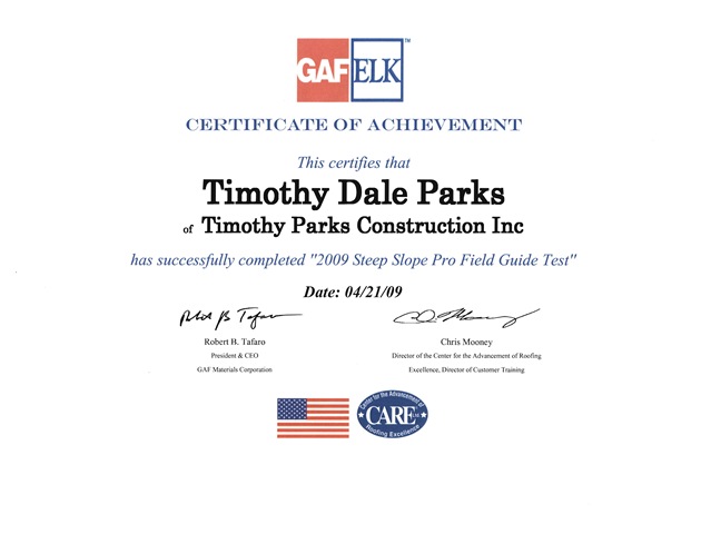 [Timothy Parks GAF Elk Steep Slope Certification[2].jpg]