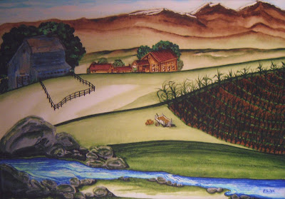 Blue Barn Farm at Harvest by Larry Elledge - Elledge Clayworks
