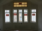 Playroom with most of the paper off the windows