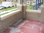 Detail of tuck pointing on porch