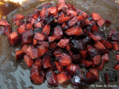 Fresh Cherries in Brownie Batter - Photo by Taste As You Go