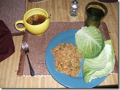 cabbage wraps and miso soup