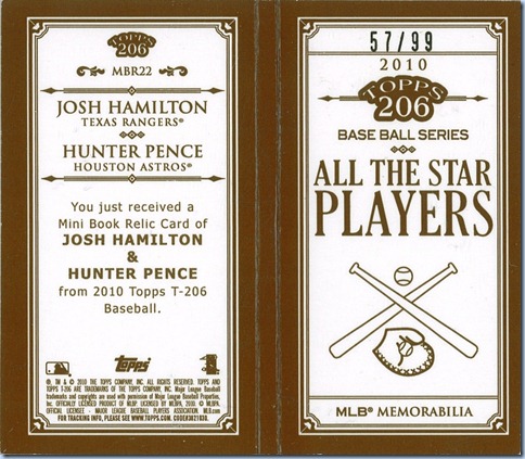 2010 T206 Hamilton Pence Mini Book Back