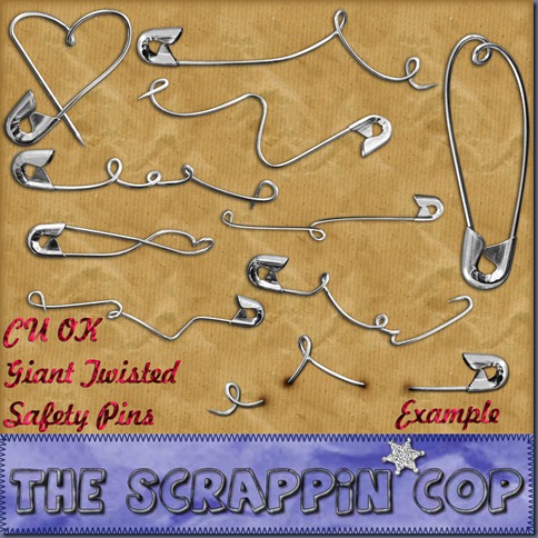 Free "Giant Twisted Safety Pins" from The Scrappin Cop - {CU}