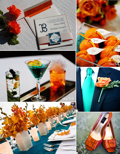 Orange+and+teal+wedding+colors