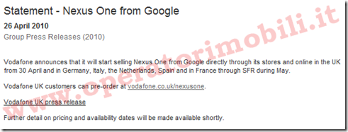 nexus one vodafone