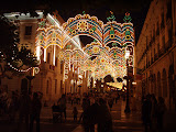 Decorations in the streets during the festivals of Burgos.
