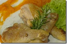 Fusi di pollo con salsa di carote al curry