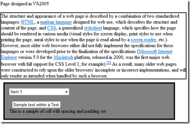 Web-page viewed in IE7 using Quirks mode