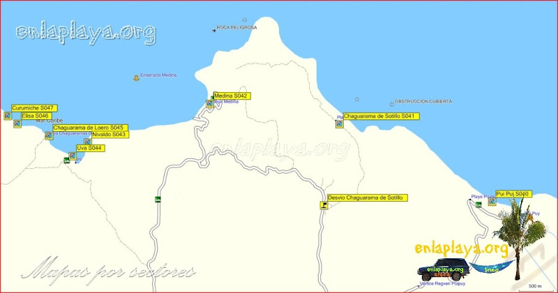 Mapa Playa Medina - Playas desde Curumiche hasta Pui Pui