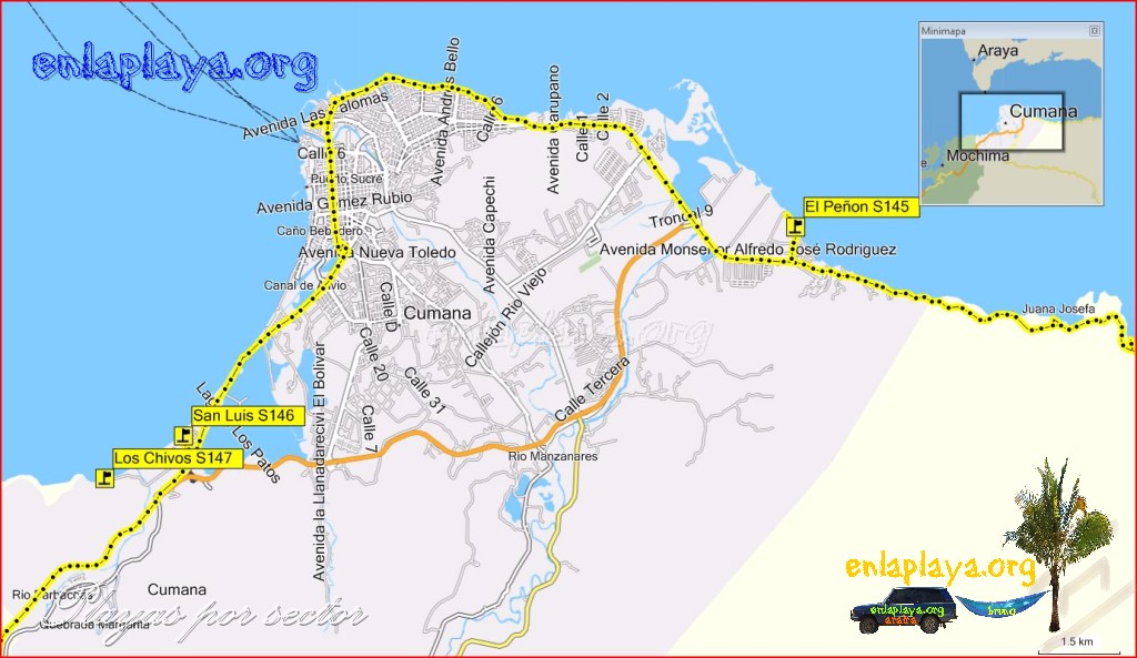 Playas desde El peñon hasta Los Chivos