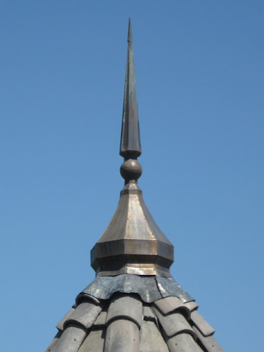 large weathered copper finial. Location:  Merced, CA. Custom built by The Metal Shoppe, The Copper Specialists!
