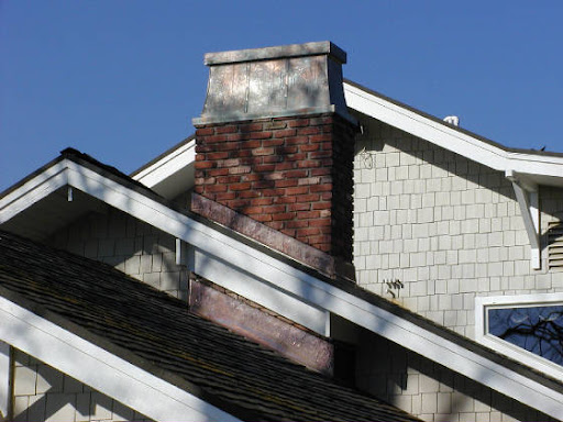 custom copper chimney top, french curve with verde green patina. Location: Kingsburg, CA. Custom built by The Metal Shoppe,
                                             The Copper Specialists!