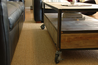 French Industrial Coffee Table with casters and 2 drawers - $545 vintageaz.blogspot.com