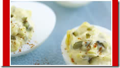 image devilled eggs made with Bick's pickles