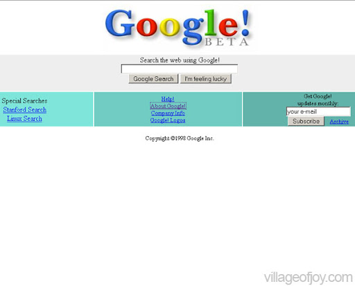 google 1996. Google.com in Dec 02, 1998