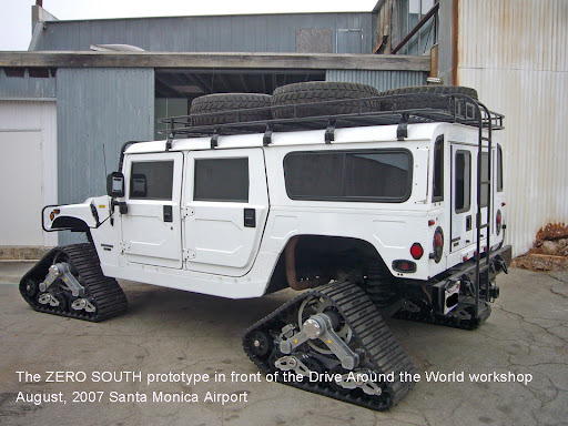 A Hummer H1, with partially complete modifications for an expedition to the South Pole. A Hummer H1, with partially complete modifications for an expedition to the South Pole.