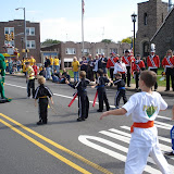 Kai and his karate class doing a demo during the Havertown Day parade