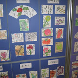 Etegami - hand-drawn postcards - is a popular Japanese  art form. This is a display that was at the Kagoshima City post office.