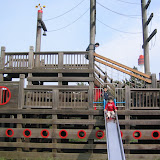 A giant play structure shaped like a boat, in Odaiba's Shiokaze Park