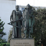 Statues to the astronomers Brahe and Kepler, near an entrance to the Castle