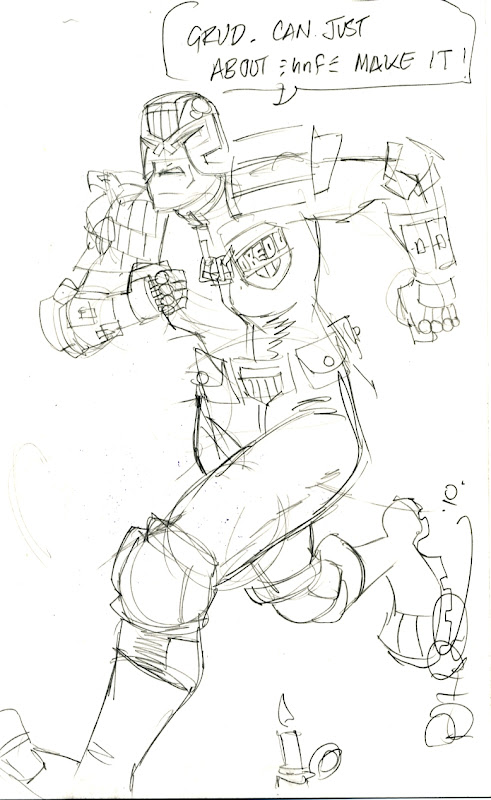 PJ Holden Judge Dredd pencil sketch from New York Comic-Con 2010.