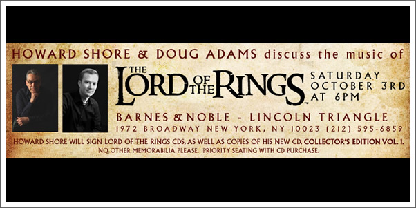 Special Appearance by Howard Shore and Doug Adams in New York!