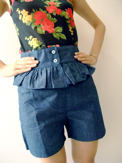 Dark Blue Peplum Denim