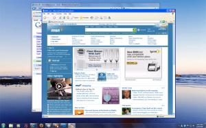 Windows 7's XP Mode (shown here running Internet Explorer 7 seamlessly next to Windows 7's IE 8) brings improved compatibility with legacy software. This can be hand for business users, PC gamers, and penny-pinchers alike. The newly integrated virtual machine also helps protect Windows 7 computers against attacks.  (Source: Windows SuperSite)