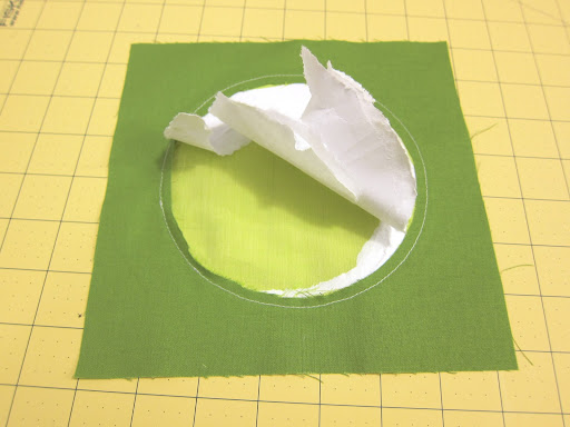 The fun part - carefully rip the paper from within the circle. Use tweezers to get any stubborn bits out.
