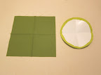 Fold both the square and circle in half one way, then in half the other way.