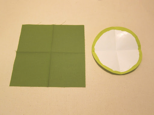 Fold both the square and circle in half one way, then in half the other way.