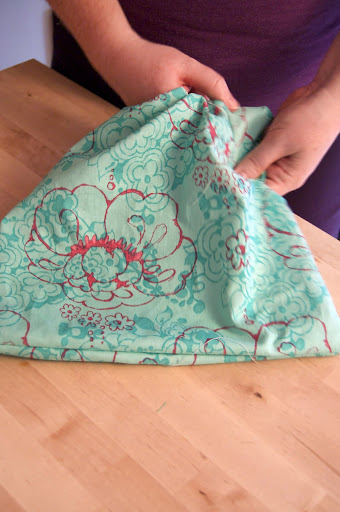 Turn the piece right-side out... Turn the piece right-side out...