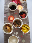This photo is from an ice cream party- everyone brought a topping.