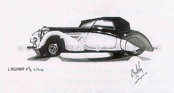 Lagonda 4 1/2 litre vintage car in pencils Lagonda 4 1/2 litre vintage car in pencils
